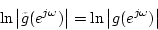 \begin{displaymath}\ln \left \vert\tilde{g}(e^{j\omega}) \right\vert=\ln \left \vert g(e^{j\omega}) \right\vert
			\end{displaymath}