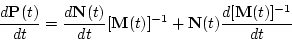 \begin{displaymath}
			\frac{d\ensuremath{\mathbf{P}} (t)}{dt}=\frac{d\ensuremath{...
			...\mathbf{N}} (t)\frac{d[\ensuremath{\mathbf{M}} (t)]^{-1}}{dt}
			\end{displaymath}